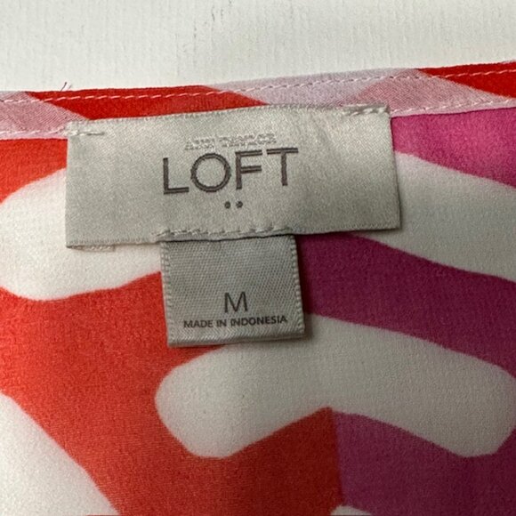 Ann Taylor Loft White Pink Orange Chevron Stripe Blouse Top Tank Size Med - Picture 5 of 6